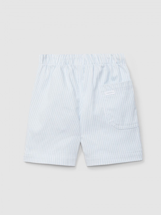 Pull-up shorts in striped denim fabric with three pockets Pull-up shorts in striped denim fabric with three pockets