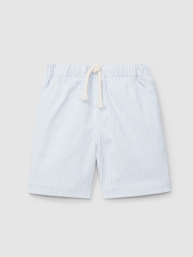 Pull-up shorts in striped denim fabric with three pockets Pull-up shorts in striped denim fabric with three pockets