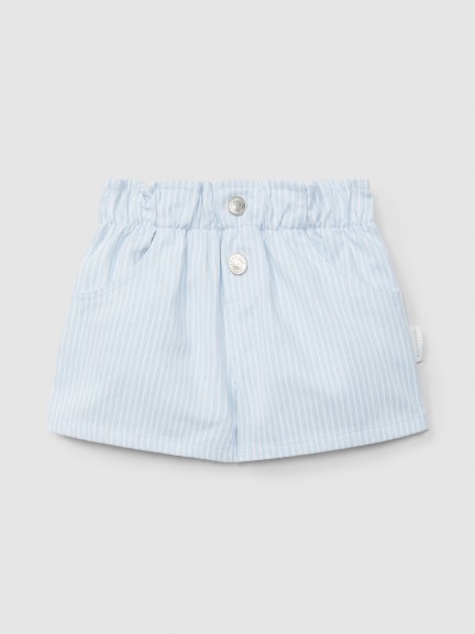 Shorts striped denim fabric with pockets