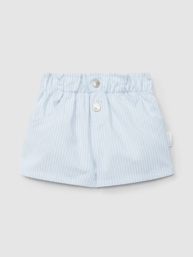 Shorts striped denim fabric with pockets