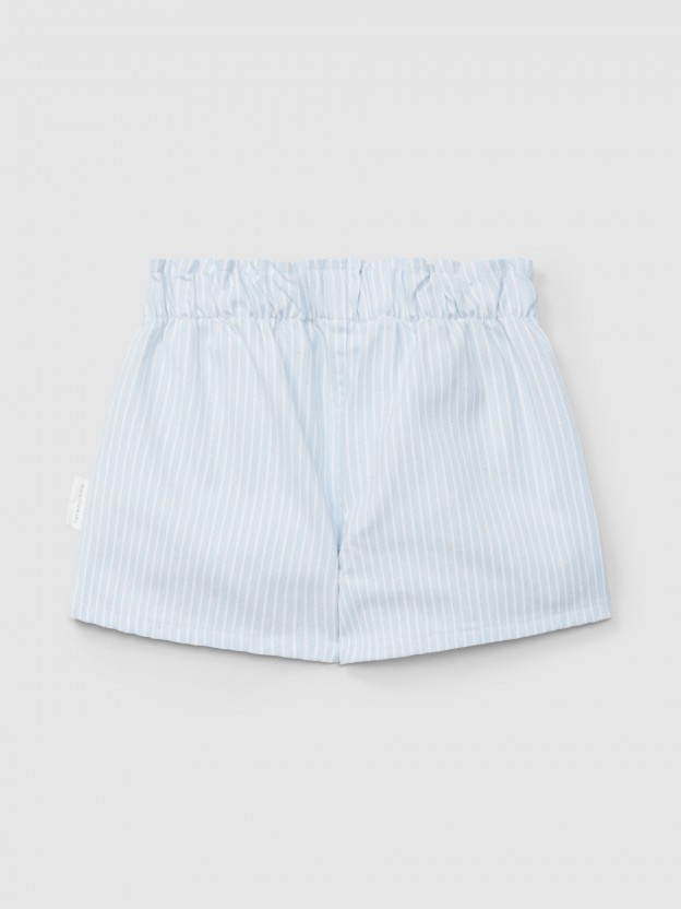 Shorts striped denim fabric with pockets