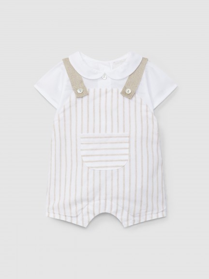 Romper two-in-one embossed stripes