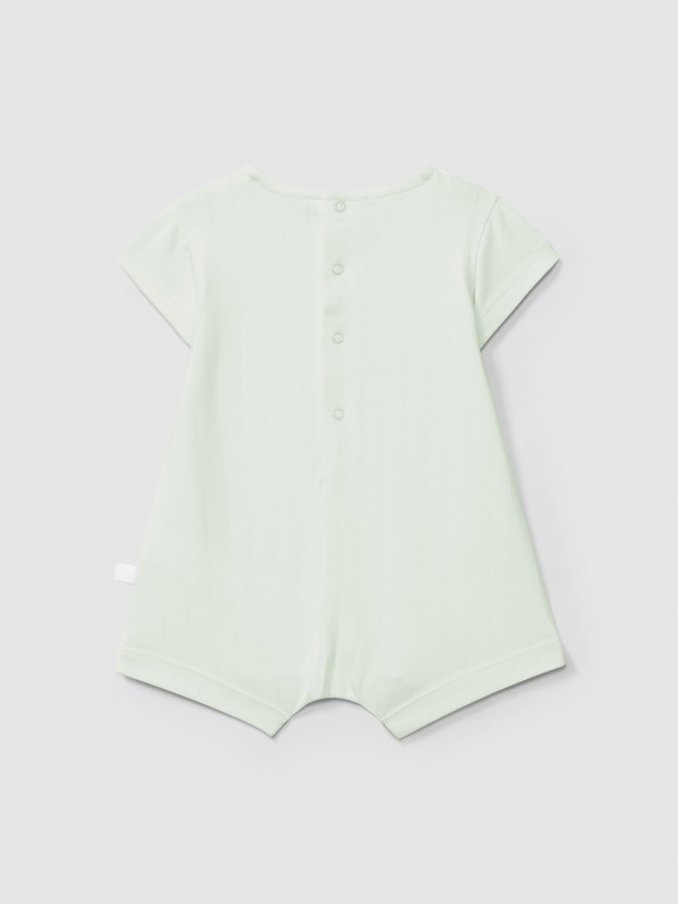 Short-leg romper embossed stripes Short-leg romper embossed stripes