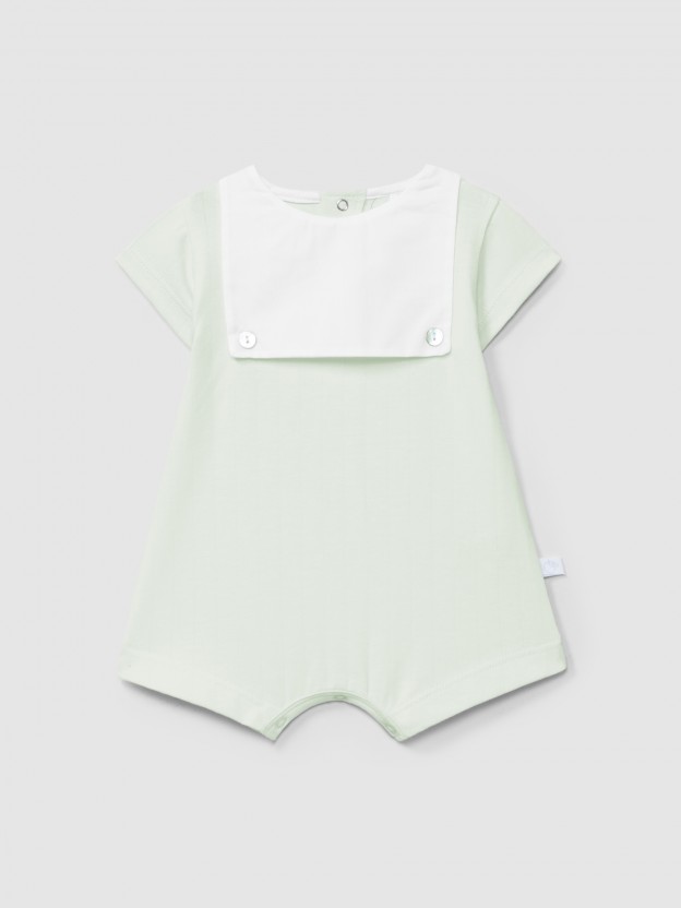 Short-leg romper embossed stripes Short-leg romper embossed stripes