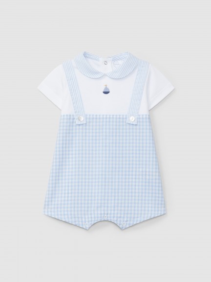 Romper two-in-one Vichy plaid and stripes
