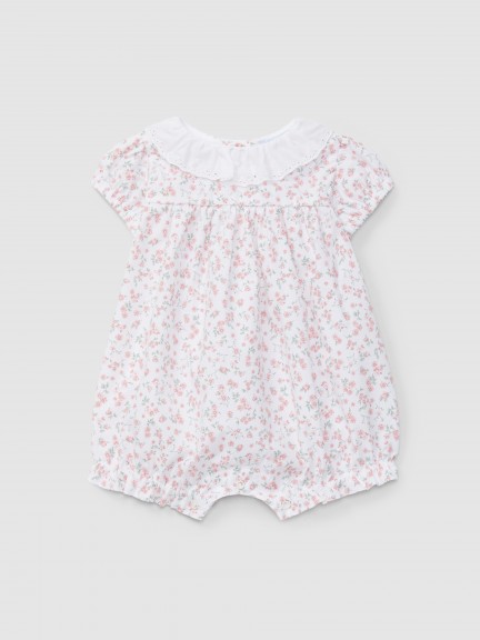 Short-leg romper flowers and collar English embroidery