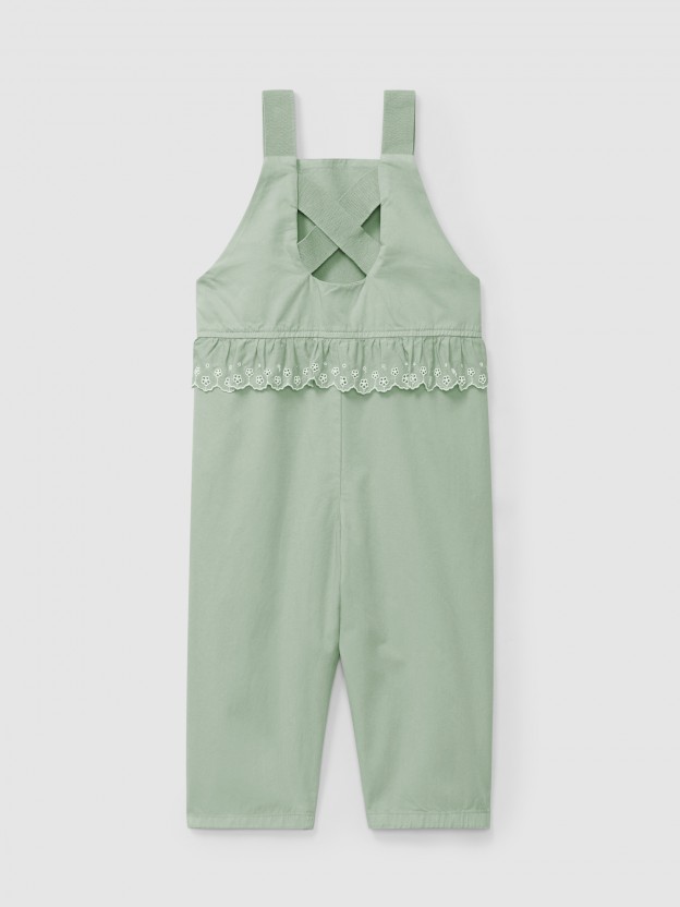 Dungarees ruffled detail English embroidery Dungarees ruffled detail English embroidery