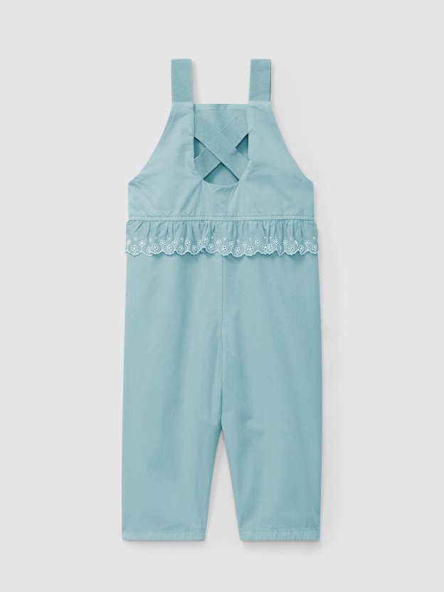 Dungarees ruffled detail English embroidery Dungarees ruffled detail English embroidery