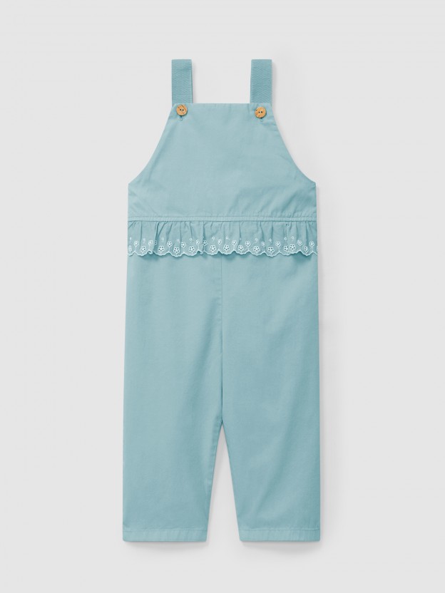 Dungarees ruffled detail English embroidery Dungarees ruffled detail English embroidery