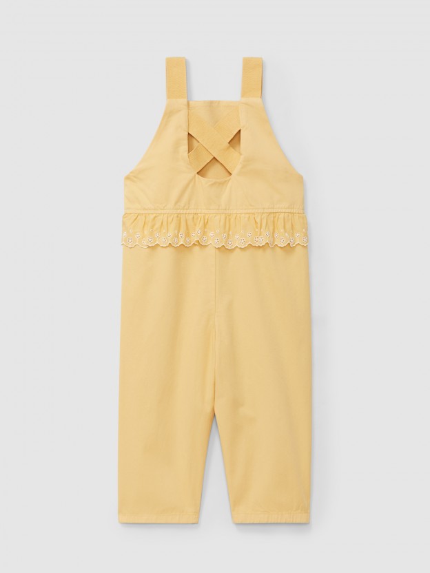 Dungarees ruffled detail English embroidery Dungarees ruffled detail English embroidery