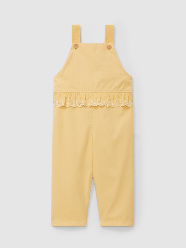 Dungarees ruffled detail English embroidery Dungarees ruffled detail English embroidery