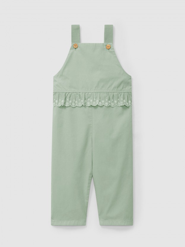 Dungarees ruffled detail English embroidery Dungarees ruffled detail English embroidery