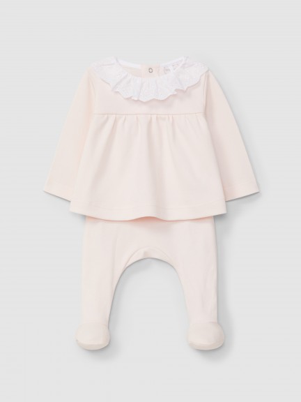 Two-piece set lace English embroidery