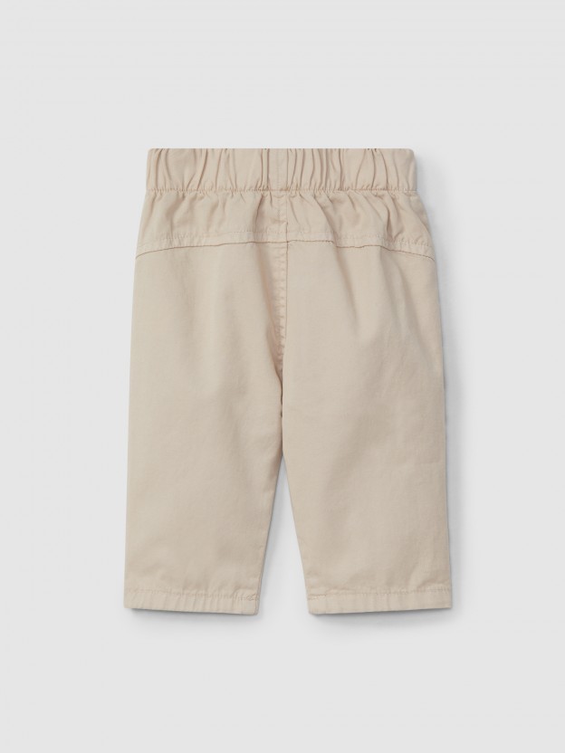 Calas pull-up em sarja lisa