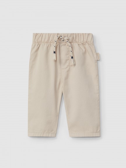 Pull-up pants in plain twill