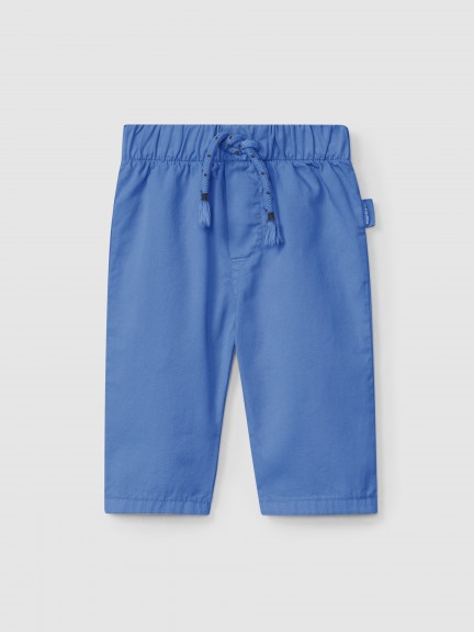 Pantaln pull-up en sarga lisa