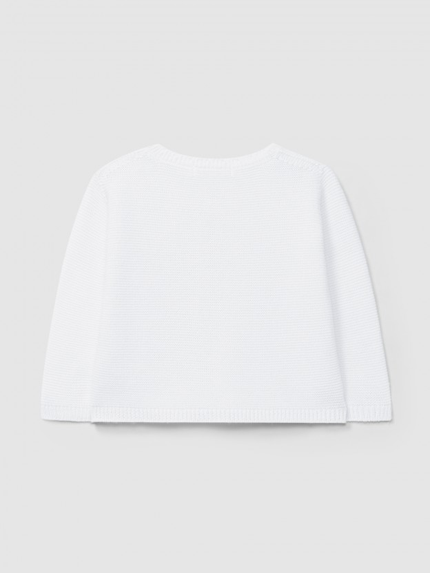 Knitted cardigan with round neckline and ruched detail
