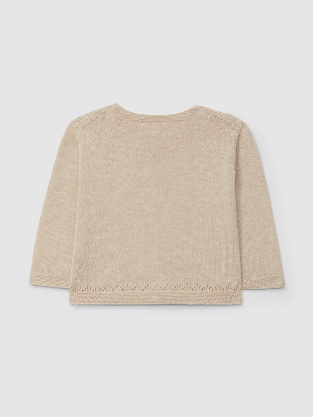 Knitted cardigan with ajour pattern detail