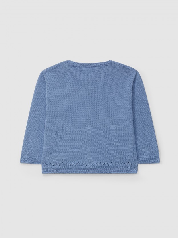 Knitted cardigan with ajour pattern detail