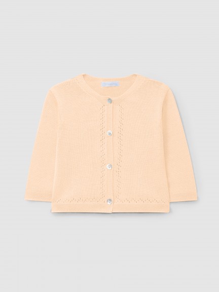 Knitted cardigan with ajour pattern detail