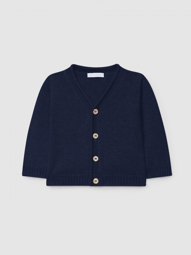V-neck knitted cardigan