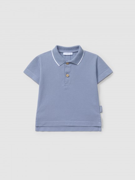 Polo piqu avec dtail de rayures sur le col