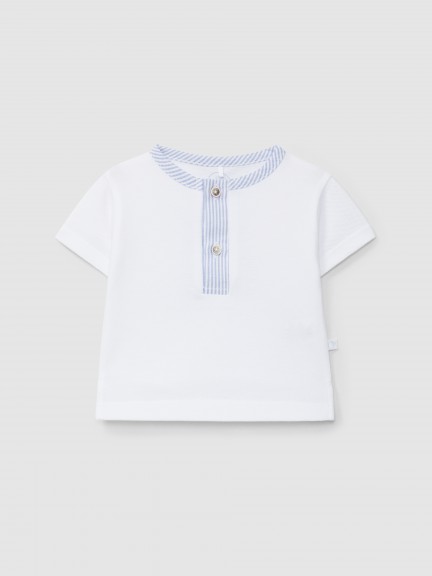 Polo shirt pique with thin stripes detail
