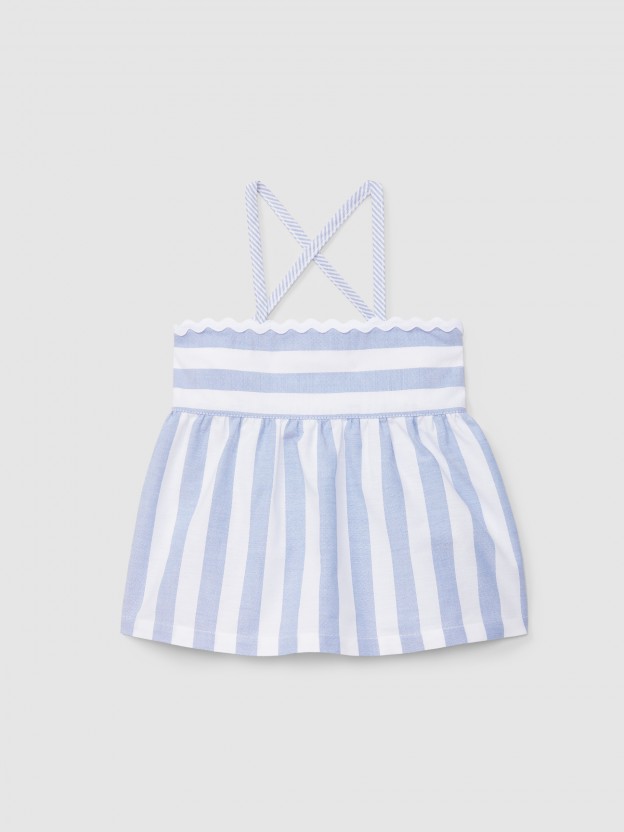 Top in striped Oxford fabric