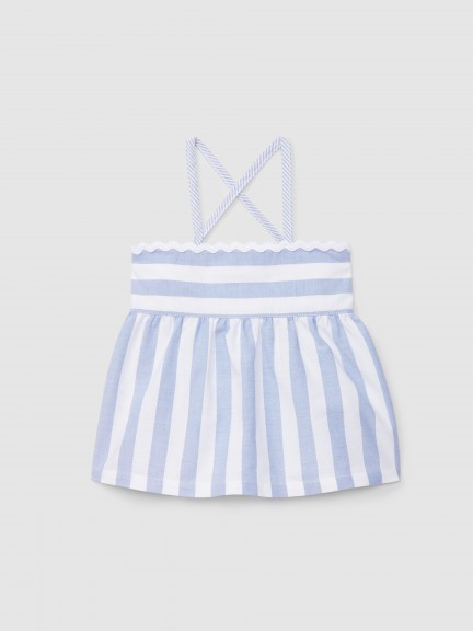 Top em tecido oxford de riscas