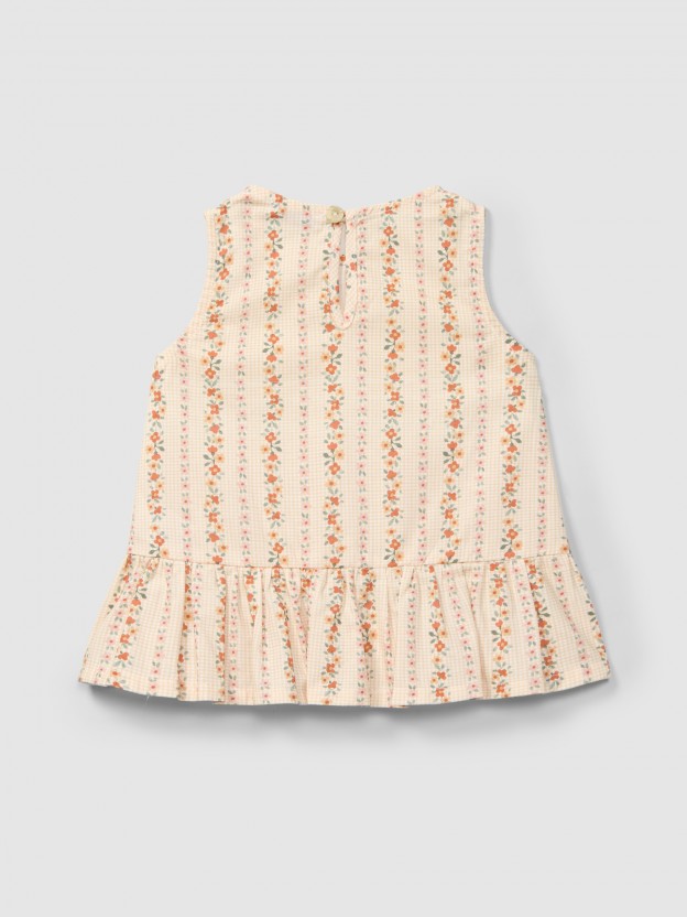 Top micro-vichy and flowers Top micro-vichy and flowers