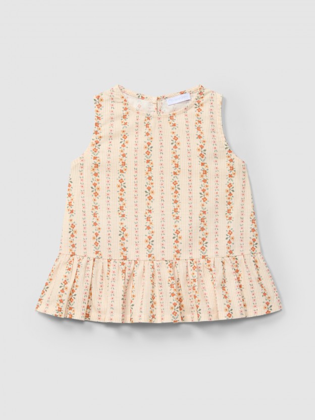 Top micro-vichy and flowers Top micro-vichy and flowers