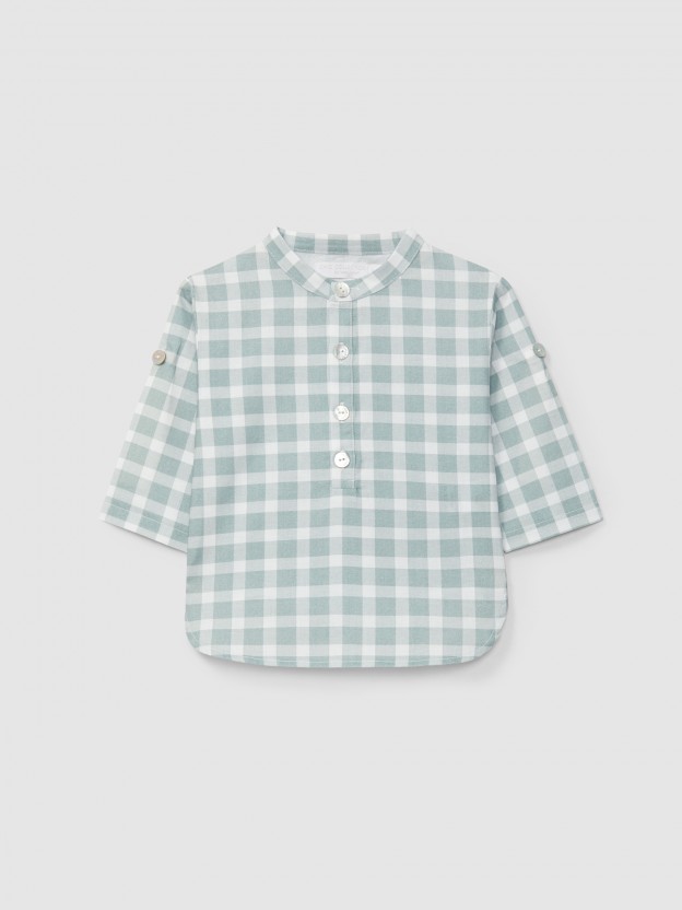 Shirt Mandarin collar plaid Shirt Mandarin collar plaid