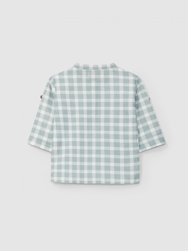 Shirt Mandarin collar plaid Shirt Mandarin collar plaid