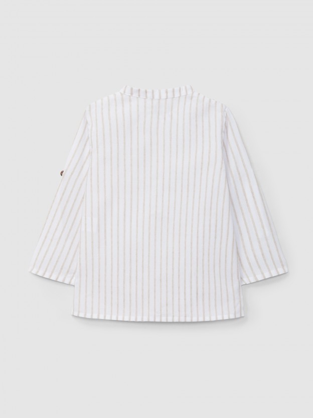 Shirt mandarin collar embossed stripes Shirt mandarin collar embossed stripes