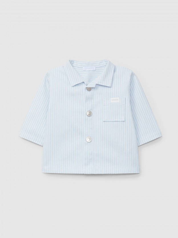 Striped denim fabric shirt