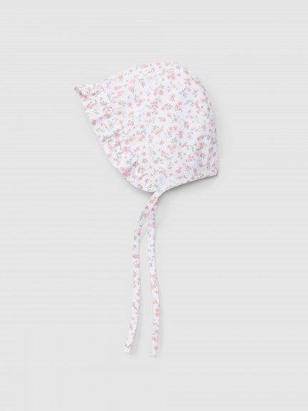 Bonnet pilot cap with ruffle floral print