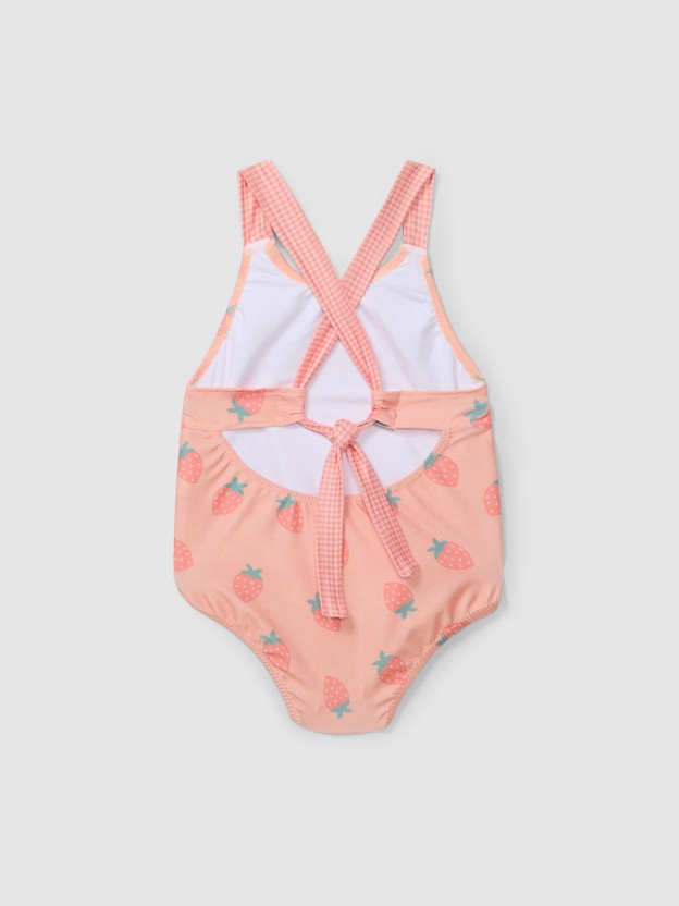 Swimsuit strawberries and vichy plaid Swimsuit strawberries and vichy plaid