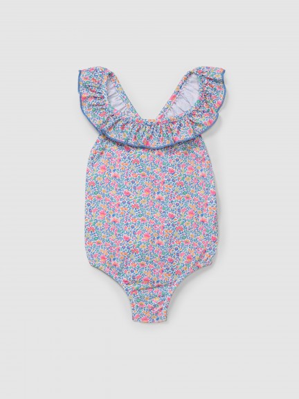 Swimsuit Liberty flowers straps crisscrossed at the back