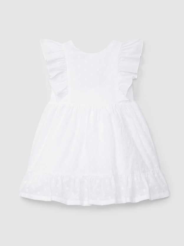 Vestido flores bordadas con lazo en la espalda