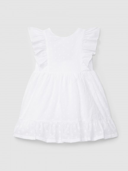 Dress embroidered flowers with bow on the back