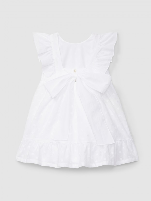 Vestido flores bordadas con lazo en la espalda