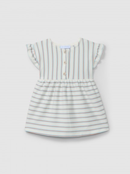 Vestido em felpa de riscas multicolor