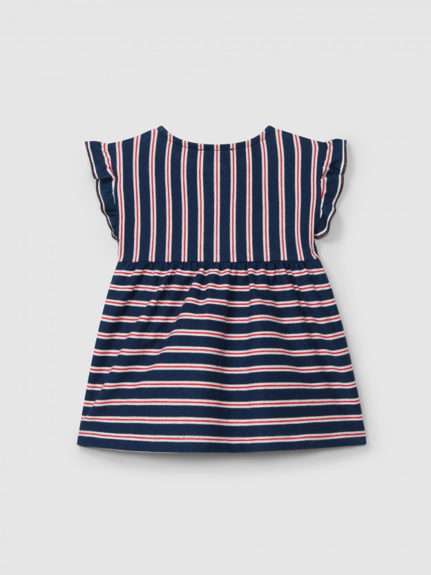 Dress in multi-coloured striped plush Dress in multi-coloured striped plush