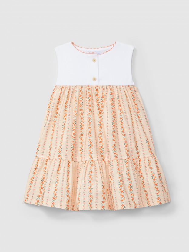 Dress micro-vichy and flowers Dress micro-vichy and flowers