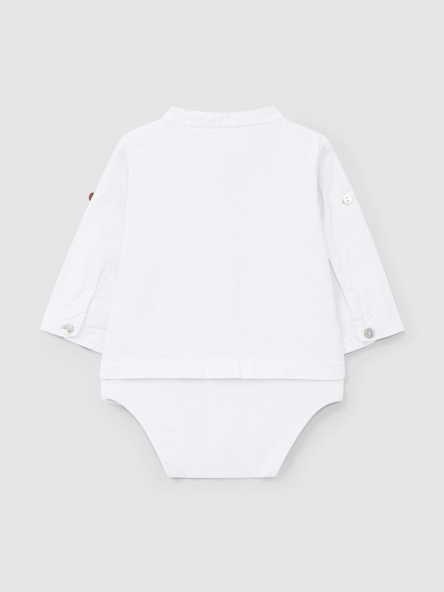 Body-camisa liso em linho
