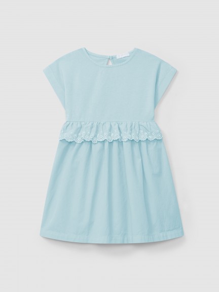 Dress detail of ruffle English embroidery