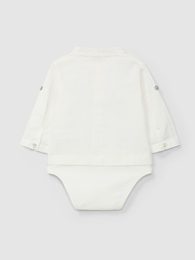 Body-chemise uni en lin