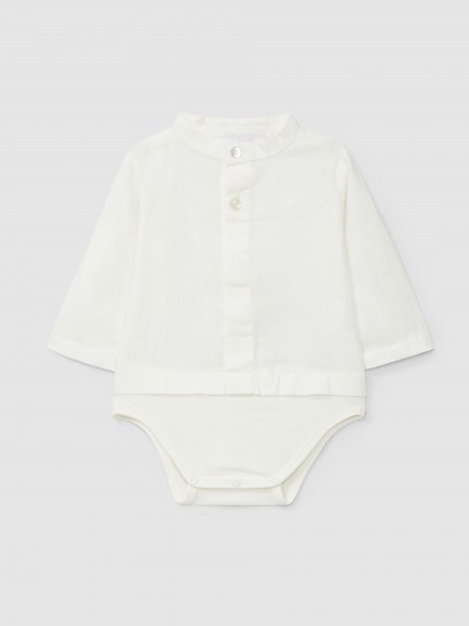 Body-camisa lisa de lino