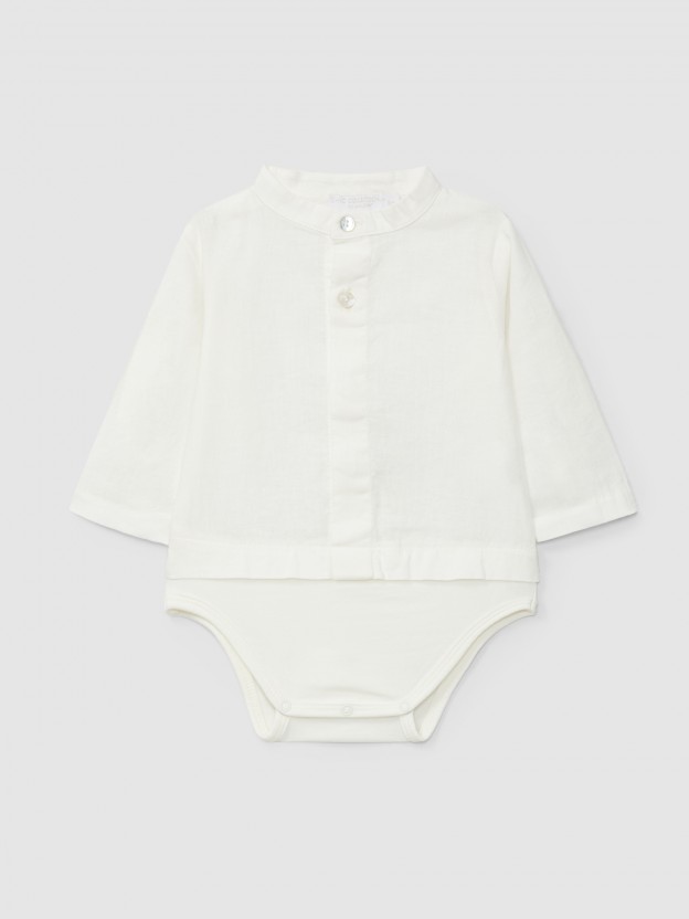 Body-chemise uni en lin