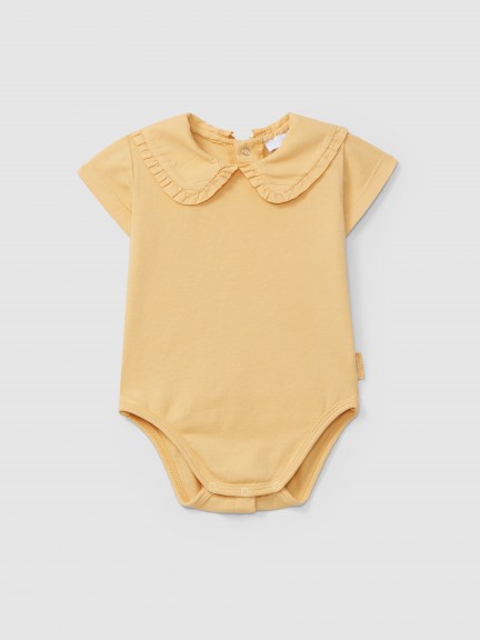Bodysuit fabric collar with ruffled detail